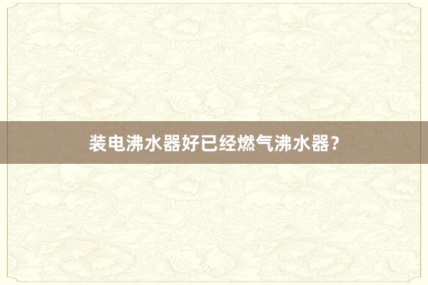 装电沸水器好已经燃气沸水器？