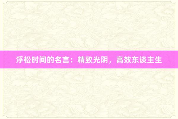 浮松时间的名言：精致光阴，高效东谈主生
