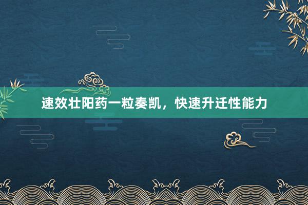 速效壮阳药一粒奏凯，快速升迁性能力